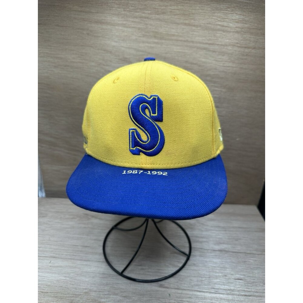 Seattle Mariners New Era Timeline Collection Gold Blue 7 1/8 Cooperstown Hat